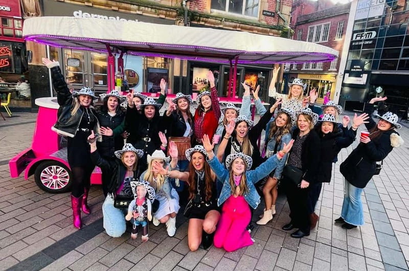 Belfast: Luxury Pink Hen Party Bike Tour (BYOB) - Taking your seat on the 16-seater pink bike